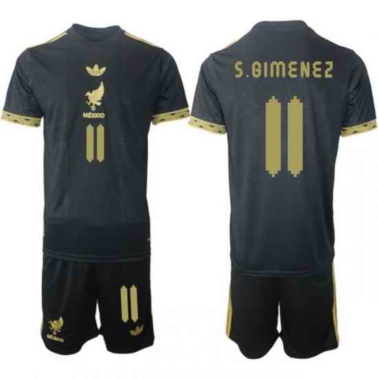 Men Mexico 2025 Soccer Jerseys BlackGold #11 S.BIMENEZ